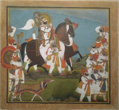 Maharana Bhim Singh und Gefolge brechen zur Jagd auf, ca. 1805-10 von Chokha