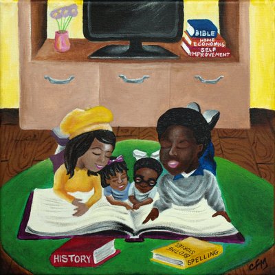 Eine Familie, die zusammen liest, 2015 von Chris Fabor