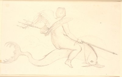 Amor reitet auf einem Delfin. Pompejanisches Motiv von Christen Købke