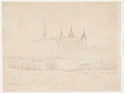 Studie für die Glyptothek "Herbstlandschaft. Schloss Frederiksborg im Hintergrund" von Christen Købke