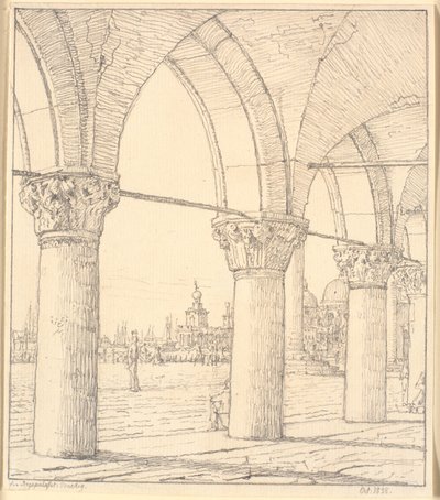 Teil der Kolonnaden unter dem Dogenpalast in Venedig von Christen Købke