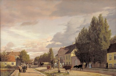 Ansicht einer Straße in Østerbro außerhalb von Kopenhagen. Morgenlicht, 1836 von Christen Schjellerup Købke