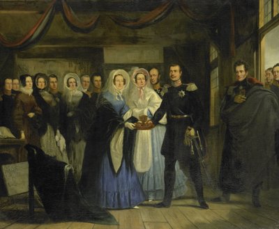 Die Prinzessin von Oranien empfängt Alexander II. (1818-1881), Großherzog und Thronfolger von Russland, im Haus von Zar Peter in Zaandam, 17. April 1839 von Christiaan Julius Lodewijk Portman