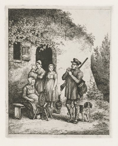 Gesellschaft vor der Tür eines Hauses von Christiaan Wilhelmus Moorrees