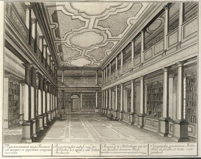 Bibliothek aus: Das Gebäude der Kaiserlichen Akademie der Wissenschaften, 1741 von Christian Albrecht Wortmann