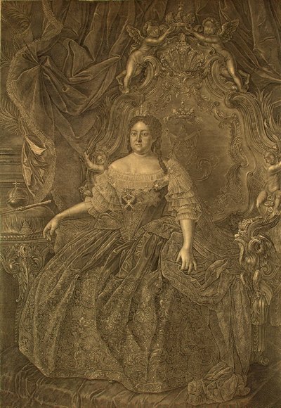 Porträt von Kaiserin Anna Ioannovna 1693-1740, 1740er von Christian Albrecht Wortmann