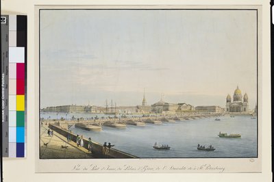 Ansicht der St. Isaaks-Brücke, der Admiralität und des Winterpalastes, St. Petersburg von Christian Gottlob Hammer