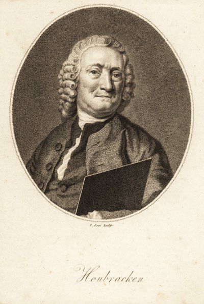 Ovales Porträt von Arnold Houbracken, niederländischer Maler und Biograf der Maler des Goldenen Zeitalters der Niederlande von Christian Josi