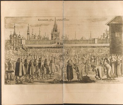 Der Eselspaziergang im Moskauer Kreml Illustration aus Reisen zum Großherzog von Moskau von Christian Lorenzen Rothgiesser