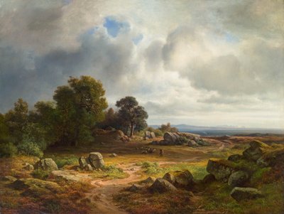Weite Landschaft mit Schafherde von Christian Morgenstern