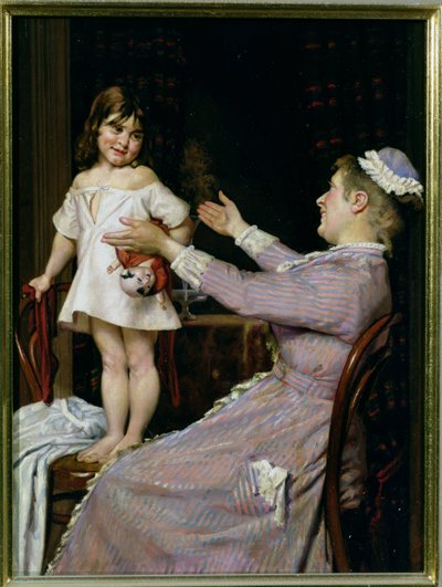 Kleines Mädchen mit einer Puppe und ihrer Amme von Christian Pram Henningsen