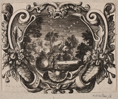 Emblem mit Mann, der nachts eine Kugel rollt von Christian Rothgiesser