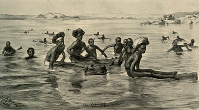 Männer im Nil am ersten Katarakt, Ägypten von Christian Wilhelm Allers