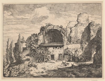 Landschaft mit Ruinen und Wirtschaftsgebäuden von Christian Wilhelm Ernst Dietrich