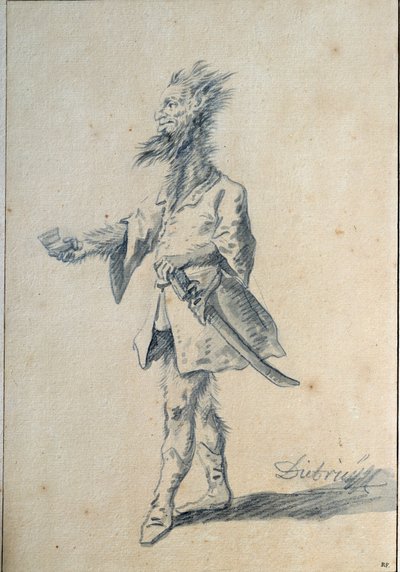Der wilde Mann. Karikatur, die einen monströsen Mann darstellt von Christian Wilhelm Ernst Dietrich