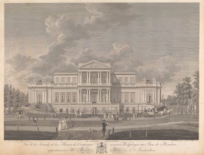Welgelegen: Ansicht der Fassade des Landhauses namens Welgelegen im Wald von Harlem, im Besitz von Herrn Henry Hope aus Amsterdam von Christian von Mechel