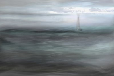 Segelboot im Nebel von Christina Sillen