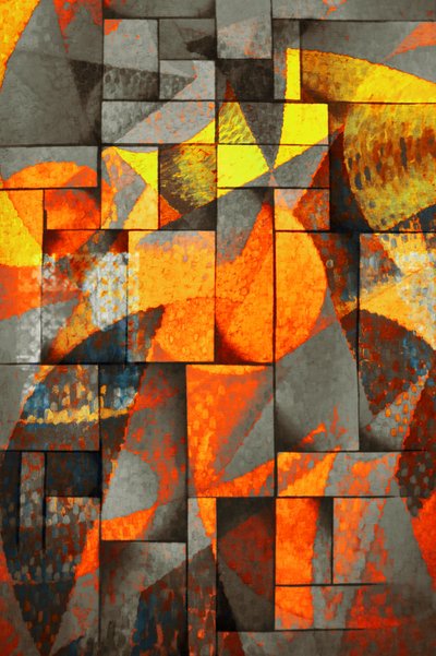Lebendige geometrische orangefarbene Blöcke von Christina Sillen