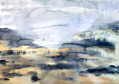 Abstrakter Goldener Horizont von Christine Lindstrom