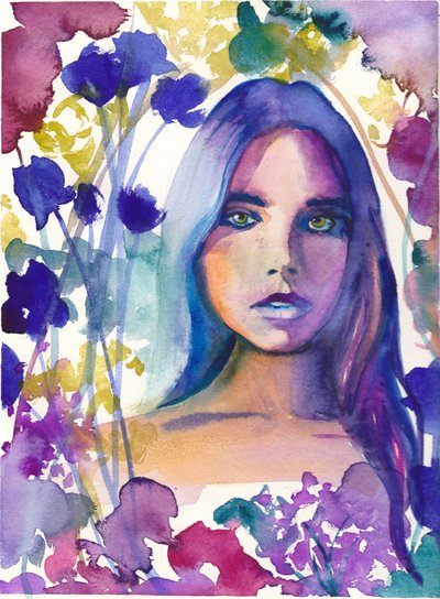 Träumerische Blumenfrau von Christine Lindstrom