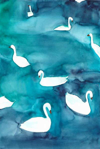 Anmutige Schwäne auf dem Wasser von Christine Lindstrom