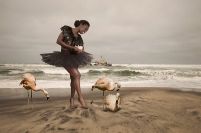 Ballerina und Strandflamingos von Christine von Diepenbroek