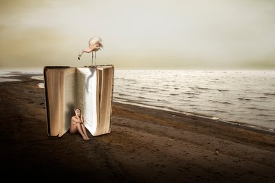 Frau im Riesigen Buch von Christine von Diepenbroek