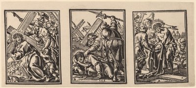 Drei Szenen auf dem Weg nach Golgatha von Christoffel Jegher after Anthonis Sallaert