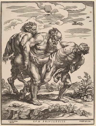Silen begleitet von einem Satyr und einem Faun von Christoffel Jegher after Sir Peter Paul Rubens