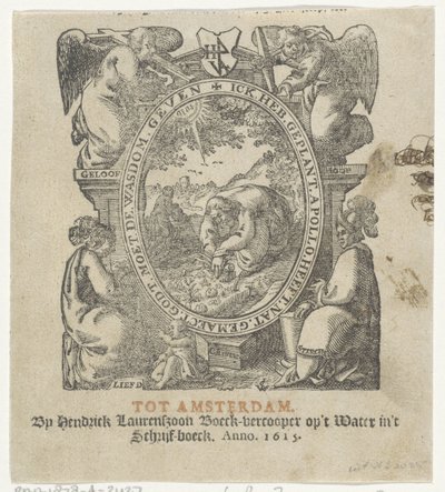 Titelvignette mit einem Mann, der Pflanzen anbaut von Christoffel van Sichem (II) (possibly)