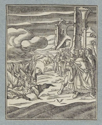 Korach, Datan und Abiram und ihre Familien werden von der Erde verschlungen von Christoffel van Sichem (II)