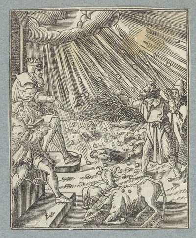 Plage der Viehpest oder Plage von Hagel und Gewitter von Christoffel van Sichem (II)
