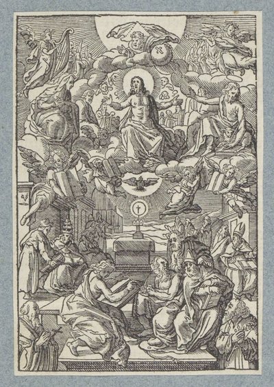 Streit zwischen den Kirchenvätern über das heilige Sakrament von Christoffel van Sichem (II)