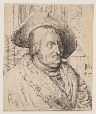 Fantasieporträt eines alten Mannes mit Hut von Christoffel van Sichem I