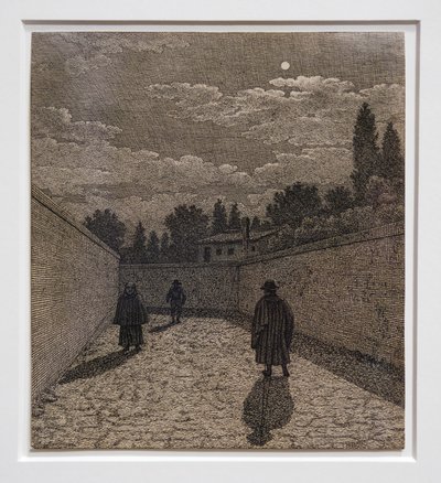 Mondlicht auf der Straße, Illustration für Linearperspektive, Tafel IV 1838-40 von Christoffer-Wilhelm Eckersberg