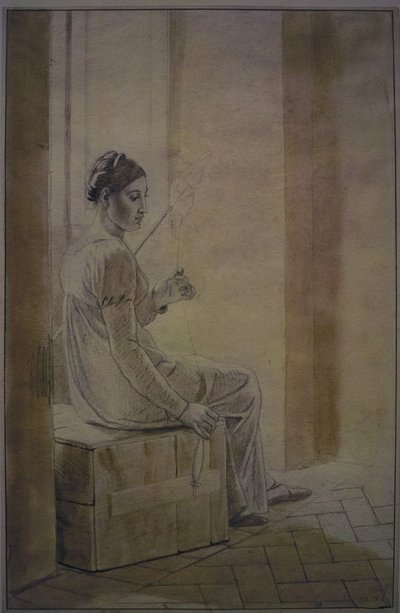 Junge Römerin, die auf einer Holzkiste sitzt von Christoffer Wilhelm Eckersberg