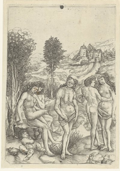 Alte Frau und zwei Liebespaare in der Landschaft von Christoforo di Michele Robetta