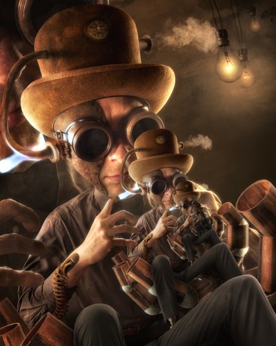 Verschachtelte Steampunk-Erfinder von Christophe Kiciak