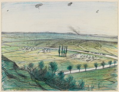 Landschaft mit Beobachtungsballons, 1914-18 von Christopher Richard Wynne Nevinson