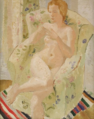 Sitzendes nacktes Mädchen in einem Innenraum, 1928 von Christopher Wood