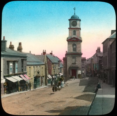 Rathaus und Marktstraße, Penryn, Cornwall, spätes 19. oder frühes 20. Jahrhundert von Church Army Lantern Department