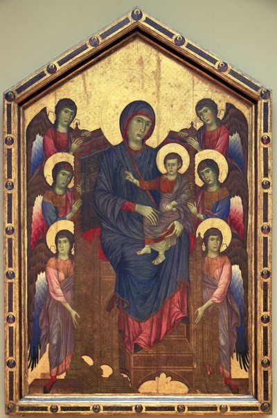 Die Jungfrau und das Kind in Majestät umgeben von sechs... von Cimabue (c.1240 c.1301)