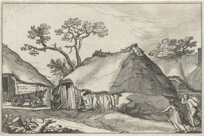 Bauernhof und ein Wagen auf einem Hof von Claes Jansz. Visscher (II)