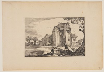 Bauernhaus mit Taubenschlägen, aus Landschaften von Claes Jansz. Visscher