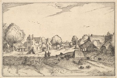 Dorfstraße, Platte 20 aus Regiunculae et Villae Aliquot Ducatus Brabantiae von Claes Jansz Visscher