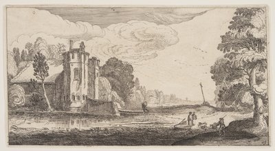 Landhaus mit zwei sechseckigen Türmen, aus Landschaften (Playsante Lantschappen) von Claes Jansz. Visscher II