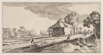 Kreuzung in der Nähe einer Wassermühle, aus Landschaften (Playsante Lantschappen) von Claes Jansz. Visscher II