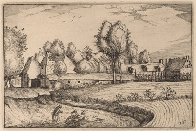 Straße entlang eines Feldes von Claes Jansz Visscher after Johannes van Doetechum, the Elder after Lucas