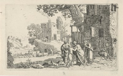 Tobias und der Engel verabschieden sich von Tobit und Anna von Claes Moeyaert