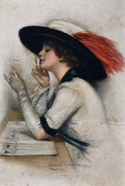 Eine elegante junge Frau, die bei den Wahlen 1920 in den Vereinigten Staaten wählt, 20. Jahrhundert von Clarence F. Underwood